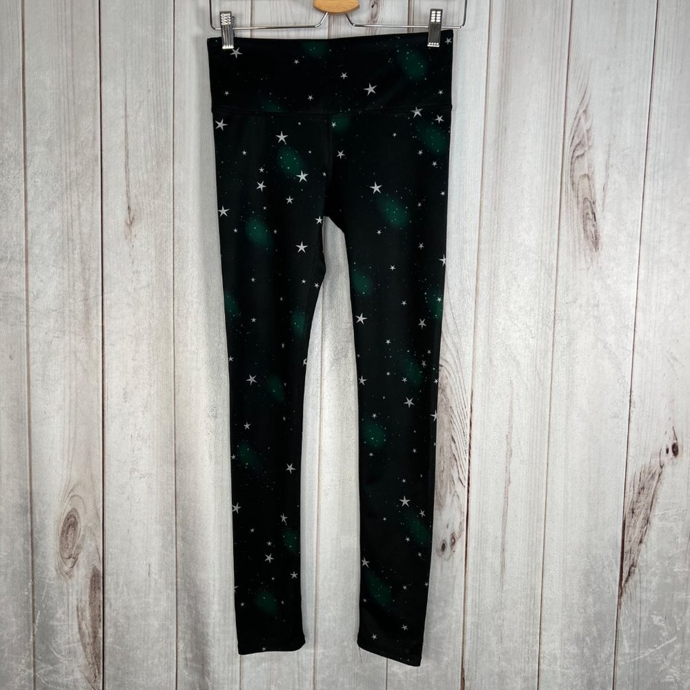 Noli Yoga Leggings Cosmic Stars Galaxy Black Green Size Small - Picture 2 of 10